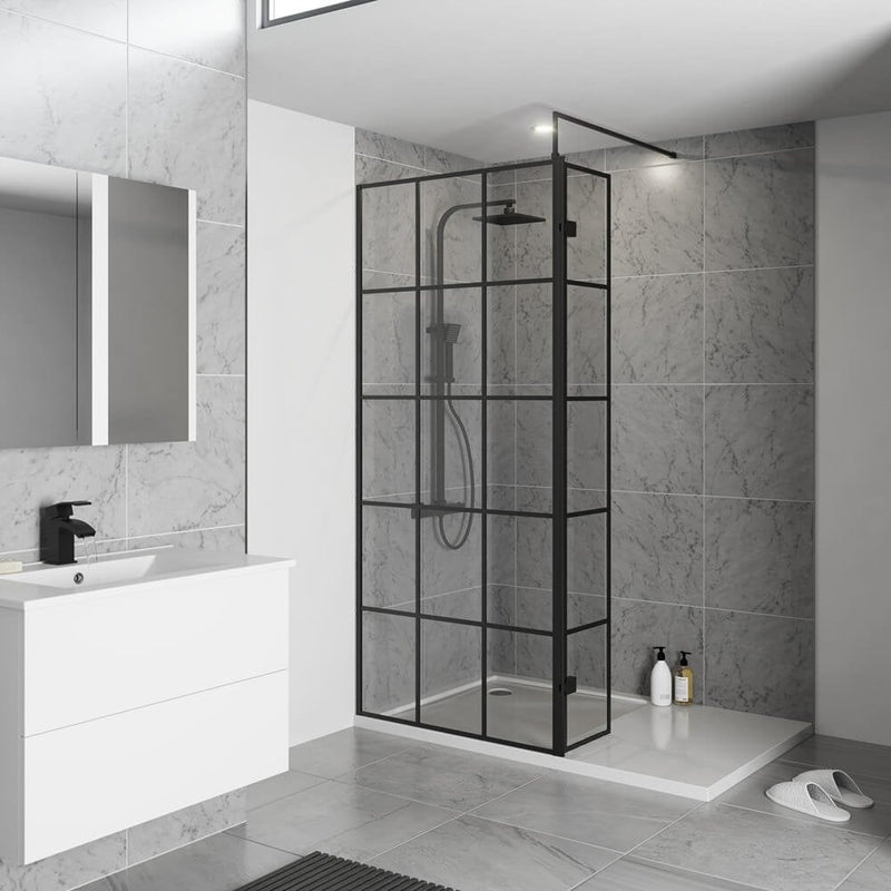 Kartell Krittel Wet Room Hinged Return Panel Black 300mm