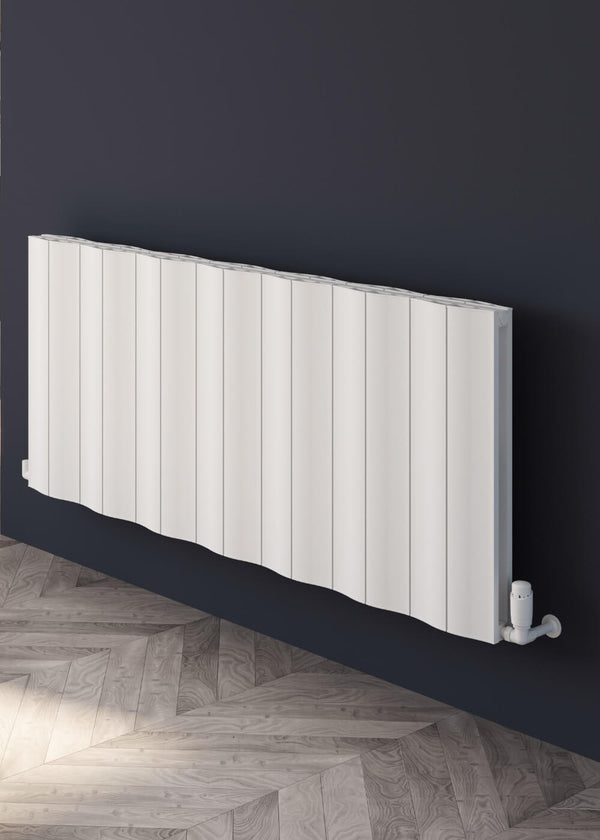 Reina Wave Anthracite Double Panel Aluminium Radiator 600mm H x 412mm W - Central Heating