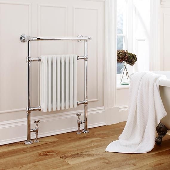Kartell Las Vegas Design Traditional Heated Towel Radiator 945mm x 675mm - Chrome & White