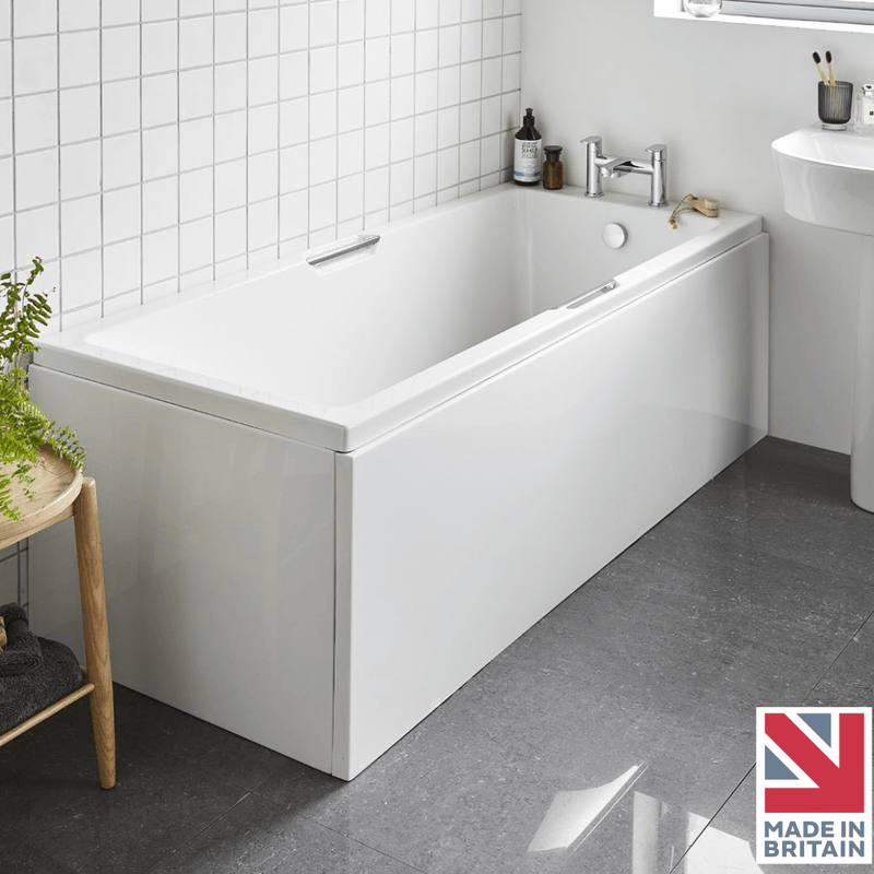 Kartell Luxe White Single Ended Gripped Rectangular Bath With Legs