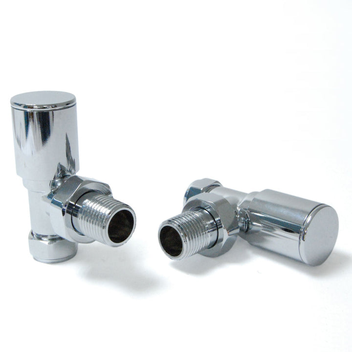 Plumbers Choice Milan Corner Brass Radiator Valves Pair Chrome