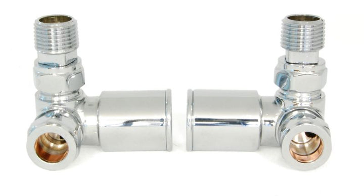 Plumbers Choice Milan Corner Brass Radiator Valves Pair Chrome