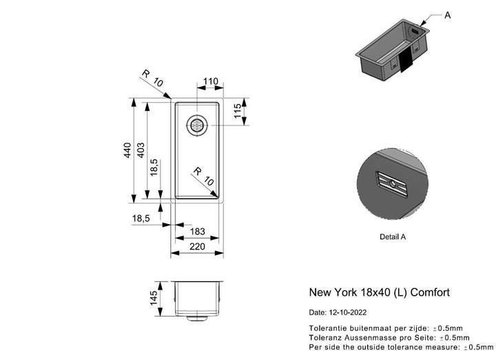Reginox New York Stainless Steel Single Bowl Kitchen Sink