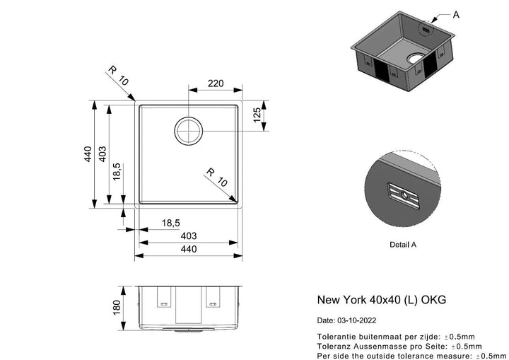 Reginox New York Stainless Steel Single Bowl Kitchen Sink