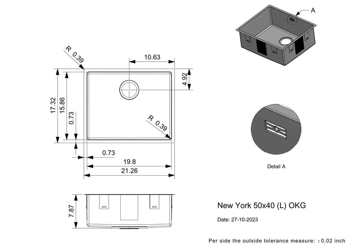 Reginox New York Stainless Steel Single Bowl Kitchen Sink