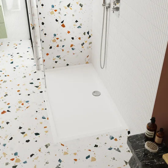 Nuie 1600 x 700mm White Slip Resistant Slimline Rectangular Shower Tray
