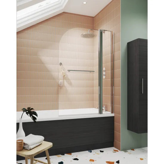 Nuie 998mm Chrome Semi-Frameless Fixed Round Bath Screen