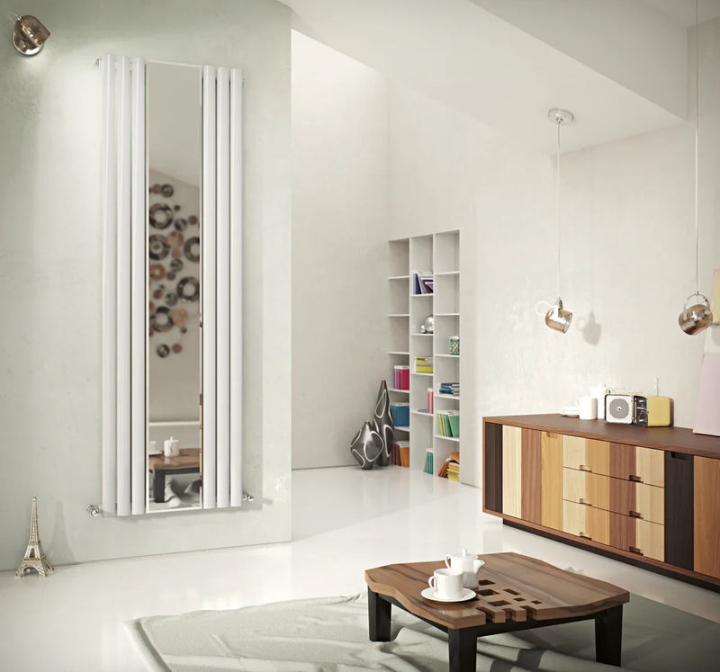 Eucotherm Nova Mirror Tube Double Panel White Vertical Designer Radiator
