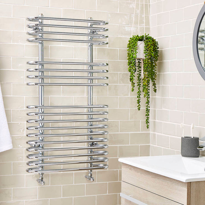 Kartell Oakland Chrome Designer Heated Towel Rail 1180mm x 500mm