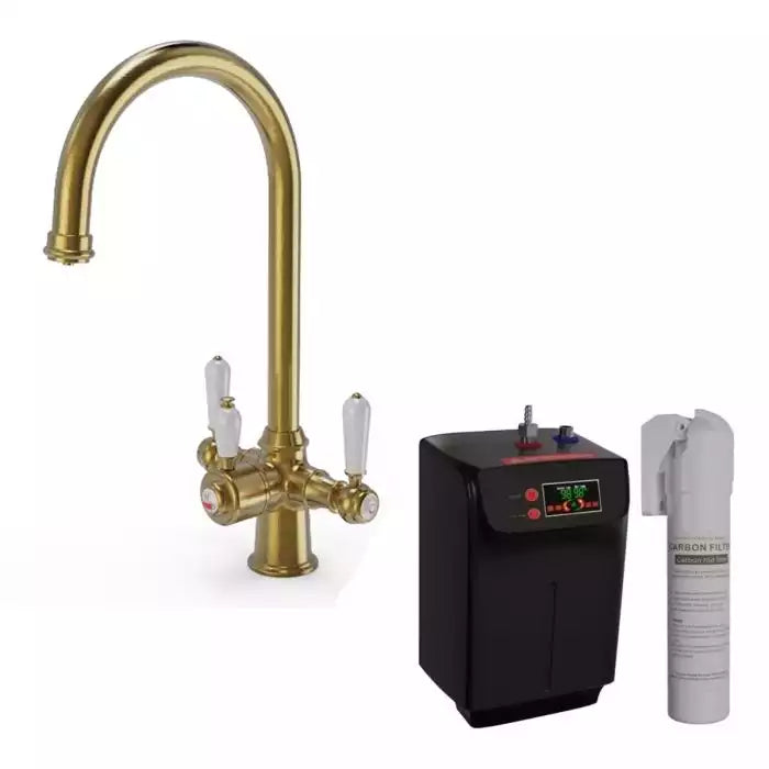 Ellsi Traditional Cruciform 3 In 1 Hot Water Kitchen Sink Taps