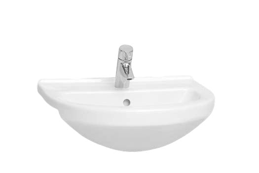 Kartell Style Round Semi-Recessed 1 Tap Hole Basin 550mm White