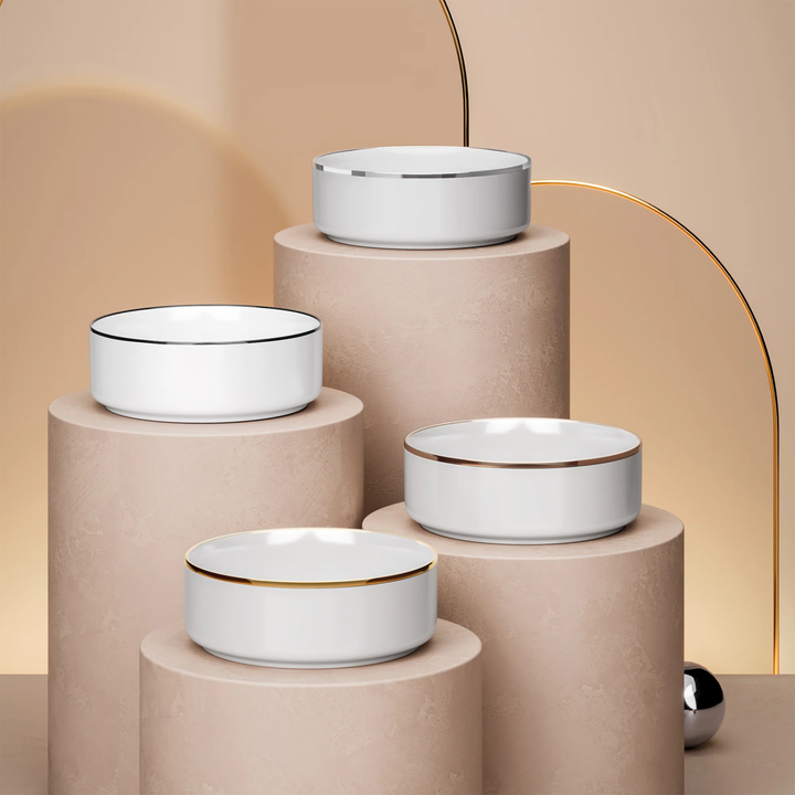 Hib - Ceramic Vessel Basin - Metallic Edge Gold