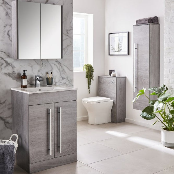 Kartell Purity Double Door Mirror Cabinet 650mm x 600mm Silver Oak