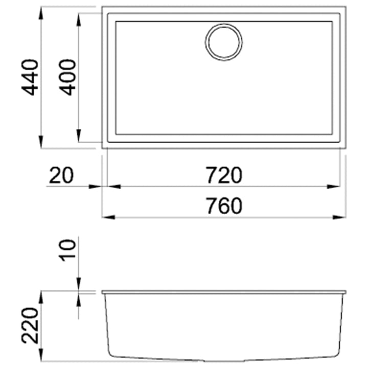 Reginox QUADRA 130 Elleci Granite Single Bowl Kitchen Sink