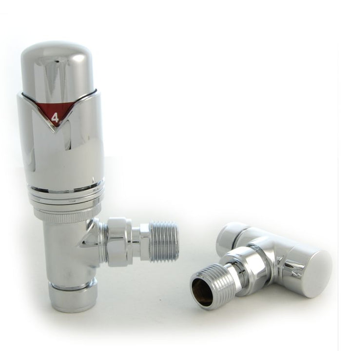 Plumbers Choice Realm Angled Brass TRV Wheel-Head and Lock-shield