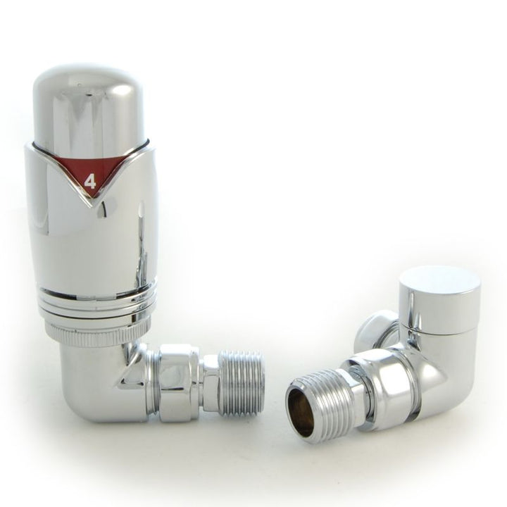 Plumbers Choice Realm Angled Brass TRV Wheel-Head and Lock-shield