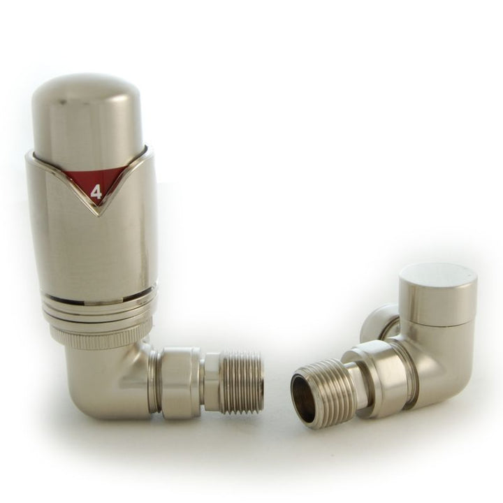 Plumbers Choice Realm Angled Brass TRV Wheel-Head and Lock-shield