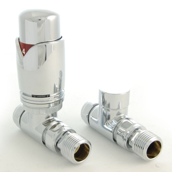 Plumbers Choice Realm Angled Brass TRV Wheel-Head and Lock-shield