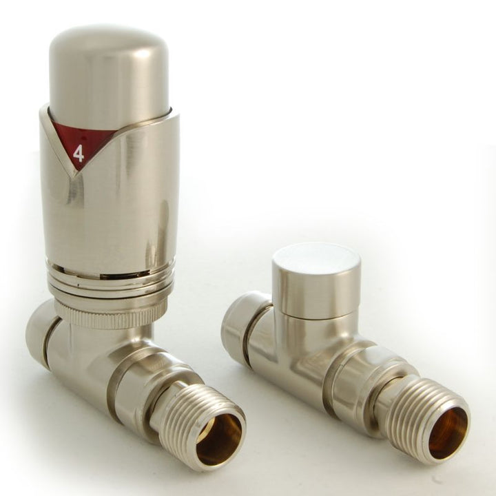 Plumbers Choice Realm Angled Brass TRV Wheel-Head and Lock-shield