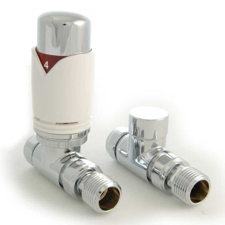 Plumbers Choice Realm Angled Brass TRV Wheel-Head and Lock-shield