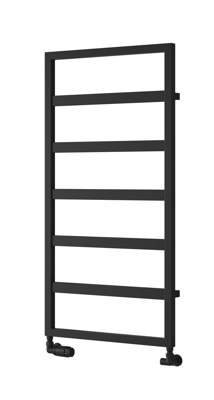 Reina Rezzo Steel Vertical Black Designer Heated Towel Rail Radiator