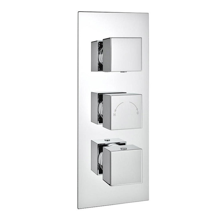Kartell Plan Triple Square Concealed Thermostatic Shower Valve Chrome