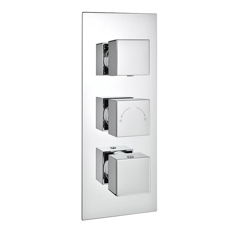 Kartell Plan Triple Square Concealed Thermostatic Shower Valve Chrome