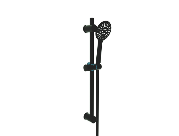 Kartell Nero Round Designer Shower Slide Rail Kit Matt Black