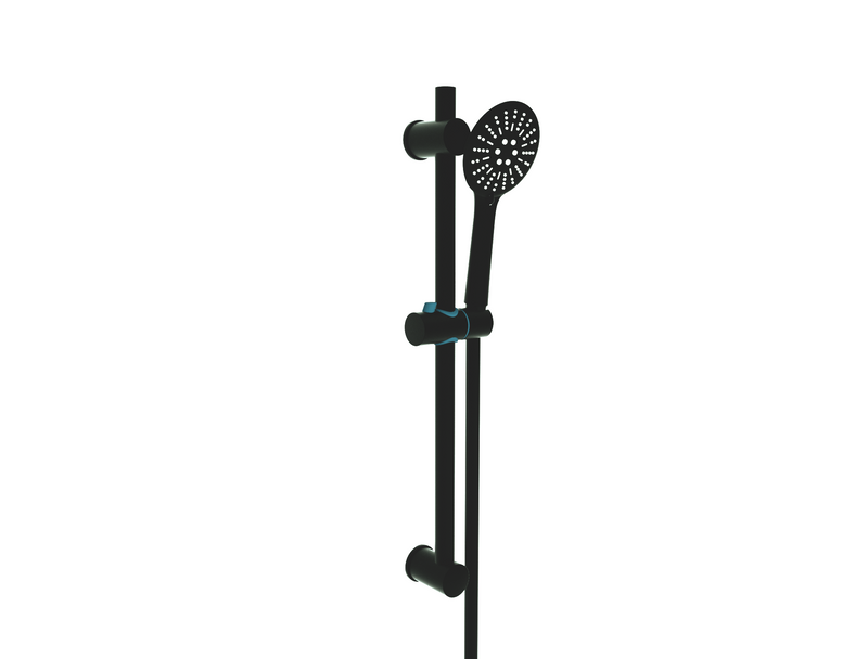 Kartell Nero Round Designer Shower Slide Rail Kit Matt Black
