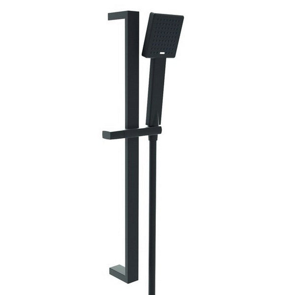 Kartell Nero Square Designer Shower Slide Rail Kit Matt Black