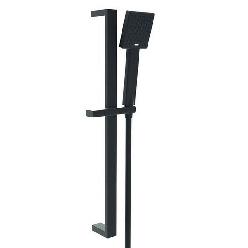 Kartell Nero Square Designer Shower Slide Rail Kit Matt Black