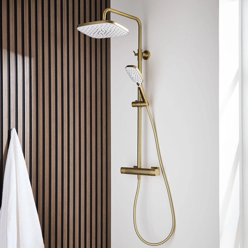 Kartell Kolt Shower with Sliding Handset and Drench Head - Brass