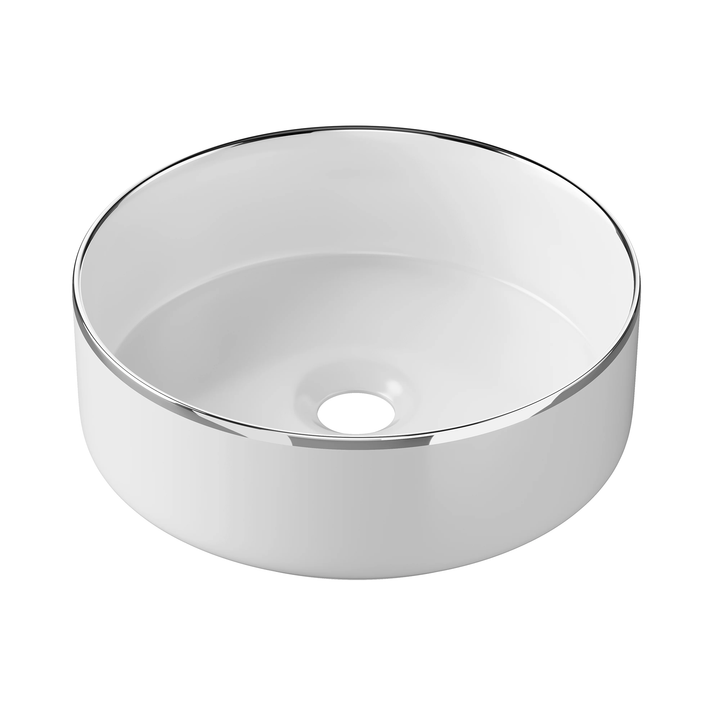 Hib - Ceramic Vessel Basin - Metallic Edge Gold