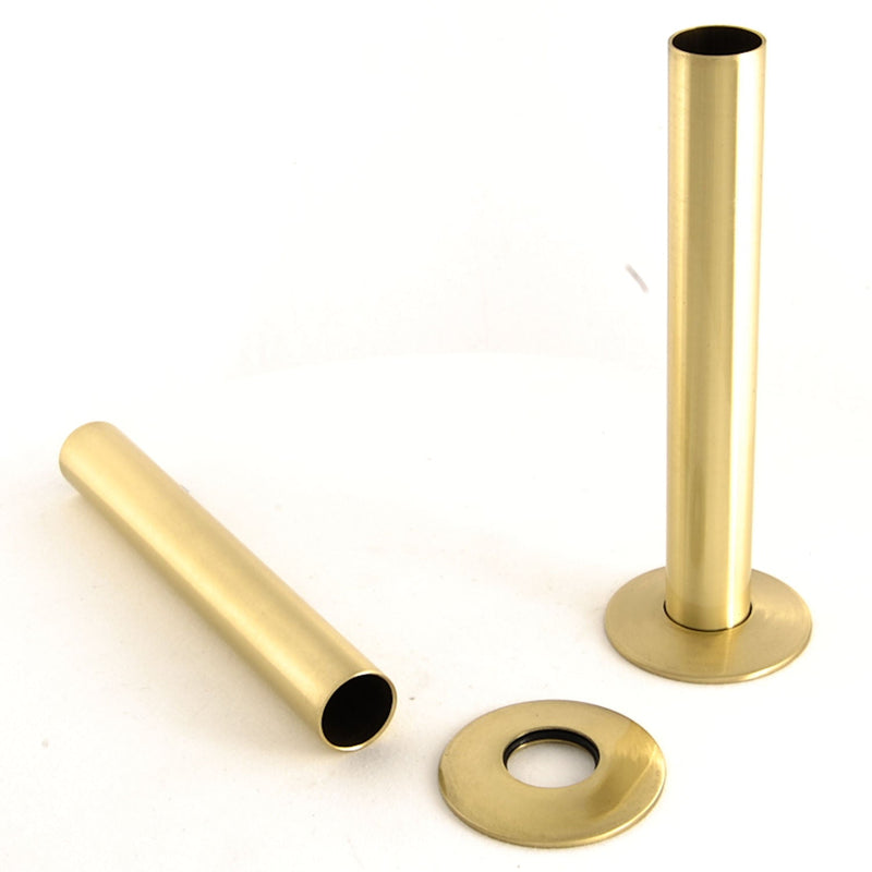 Plumbers Choice Polished Brass Radiator Valve Sleeving Kit pair