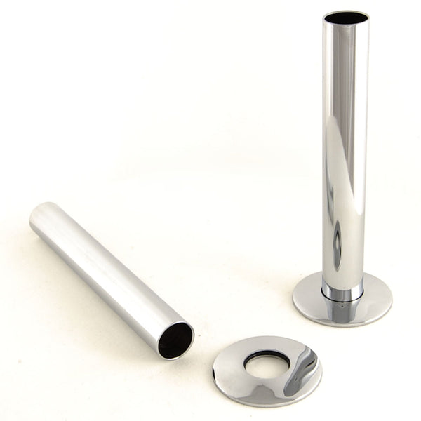 Plumbers Choice Chrome Brass Radiator Valve Sleeving Kit pair