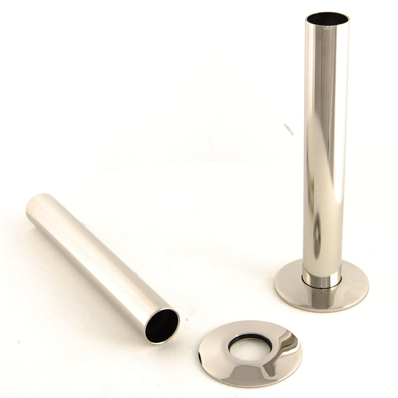 Plumbers Choice Polished Nickel Brass Radiator Valve Sleeving Kit pair