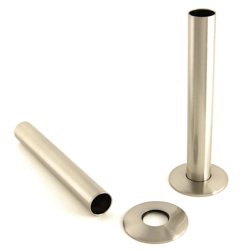 Plumbers Choice Brushed Satin Nickel Brass Radiator Valve Sleeving Kit pair