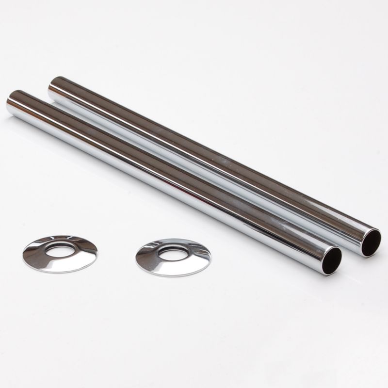 Plumbers Choice Chrome Brass Radiator Valve Sleeving Kit 300mm pair