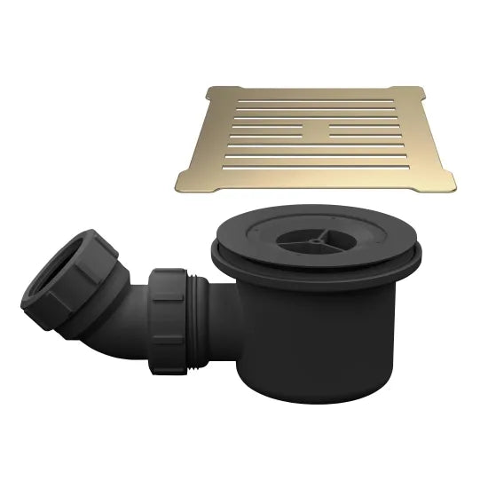 Nuie Square Shower Waste With Brushed Brass Top