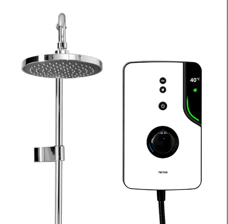 ENlight® Thermostatic Electric Shower with Chrome UNIQ® Kit - White