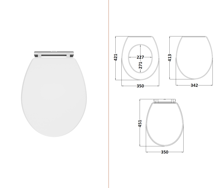 Nuie Classique / Soft Close Wooden Toilet Seat White