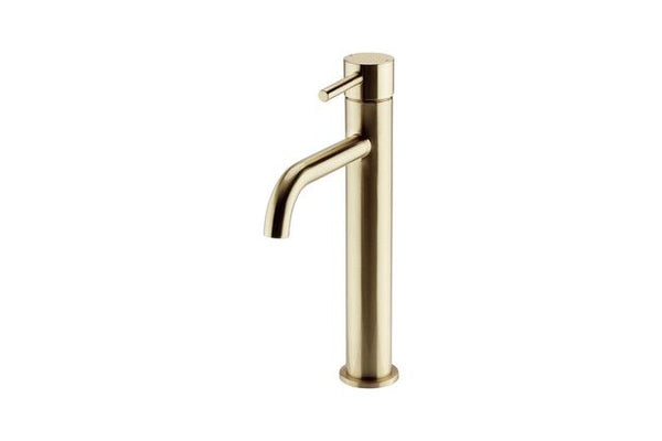 Kartell Brassware Ottone Hi-Rise Mono Basin Mixer Tap Brushed Brass