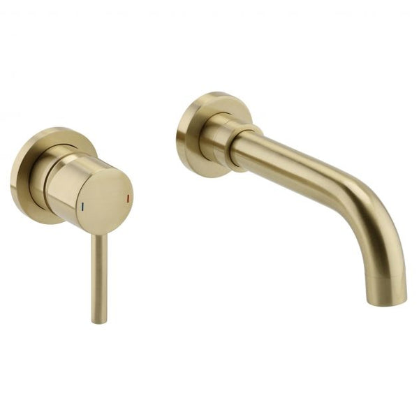 Kartell Brassware Ottone Wall Mounted Basin Mixer Tap Brushed Brass