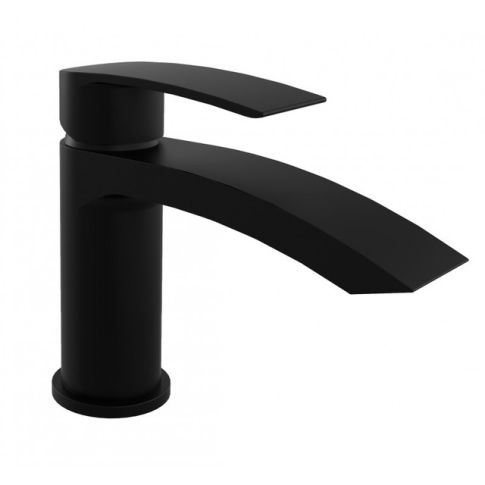 Kartell Curve Nero Mini Mono Basin Mixer Tap with Click Waste Matt Black