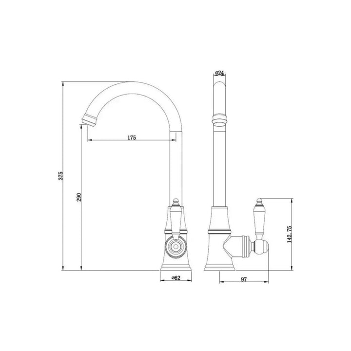 Ellsi Elect Traditional Style Kitchen Sink Mixer Tap with Swivel Spout