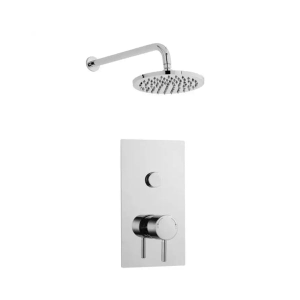 Kartell Single Round Push Button Thermostatic Shower With Fixed Overhead Drencher Chrome