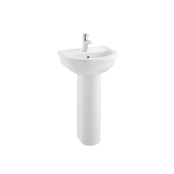 Kartell Milton 450mm Contemporary Style 1TH Basin with Full Pedestal White