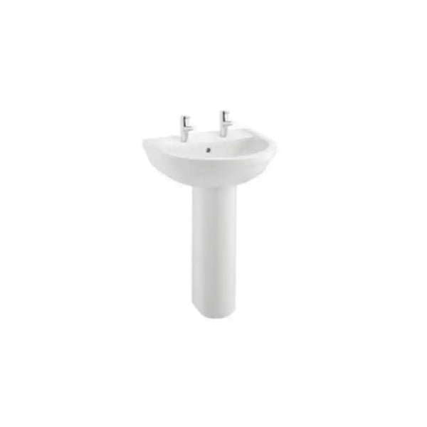 Kartell Milton 550mm Contemporary Style 2TH Basin with Full Pedestal White