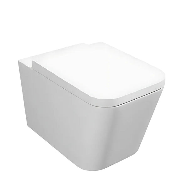 Kartell Genoa Square Back To Wall WC Pan with Premium Soft Close Seat White