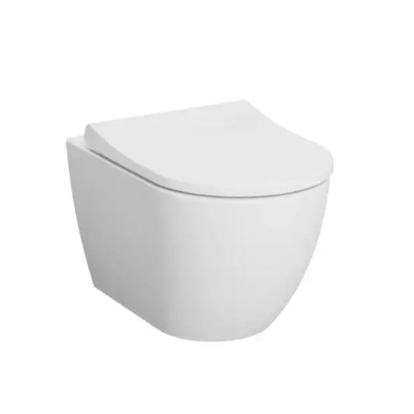Kartell Eklipse Round Wall Hung Rimless Wc Pan with Soft Close Seat White